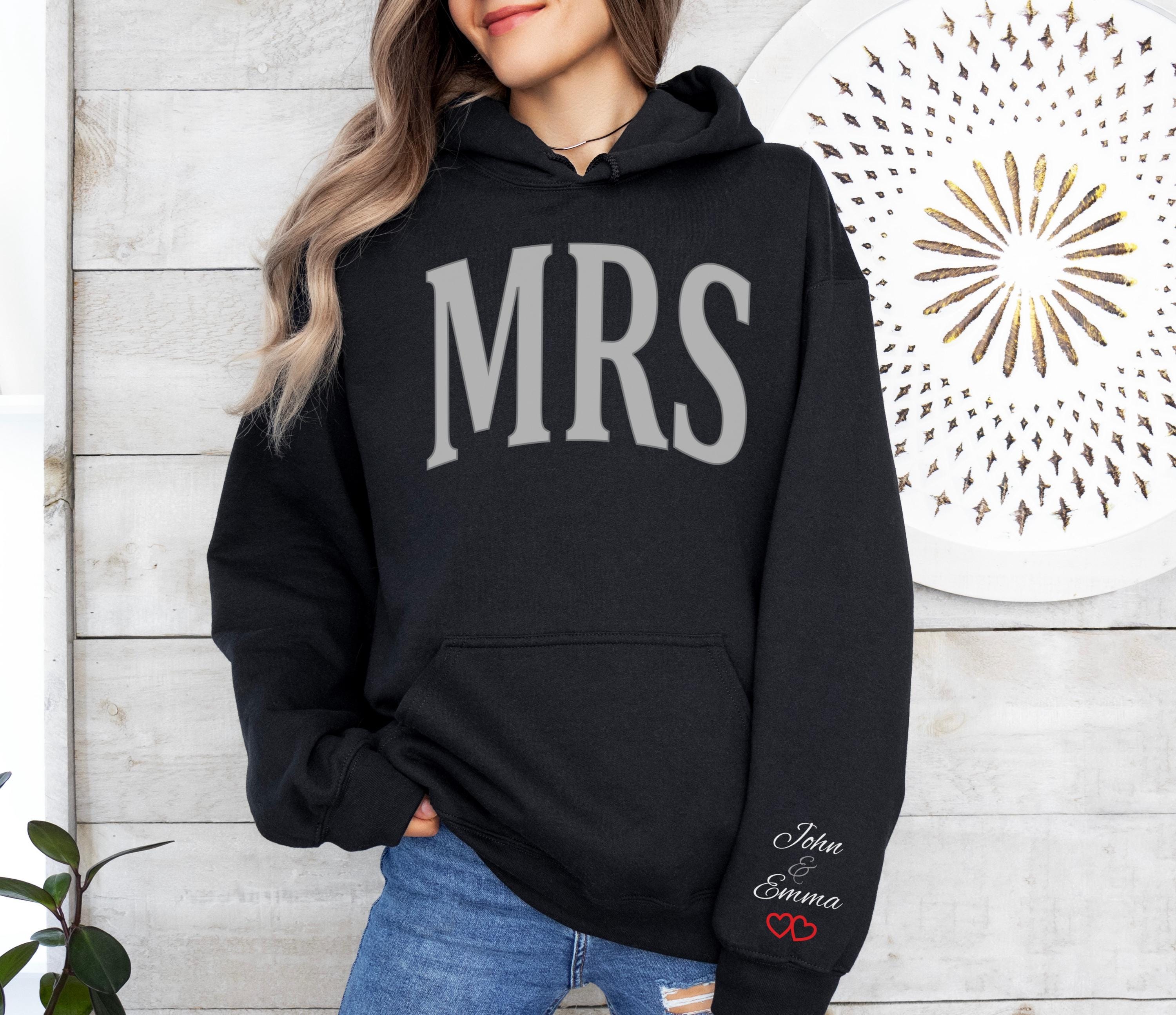 Custom MRS Hoodie with Personalized Sleeve - Bridal Gift Sweatshirt