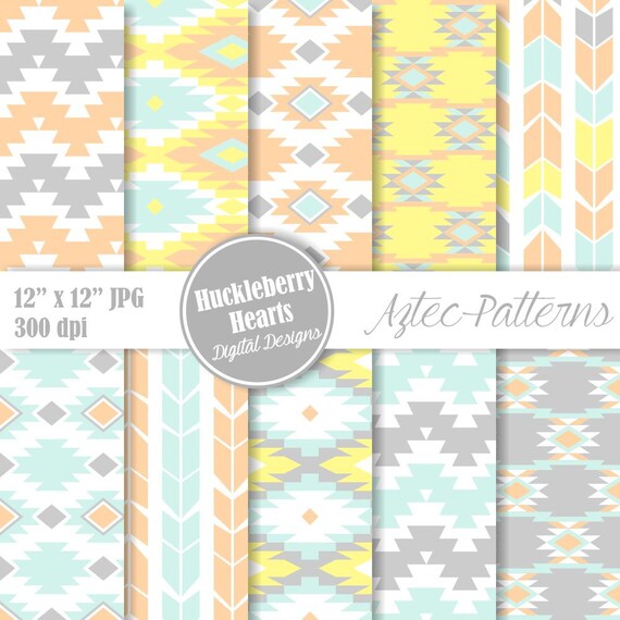 Aztect Paper HuckleberryHearts | Aztec Paper, Aztec Digital Paper, Tribal Paper ...