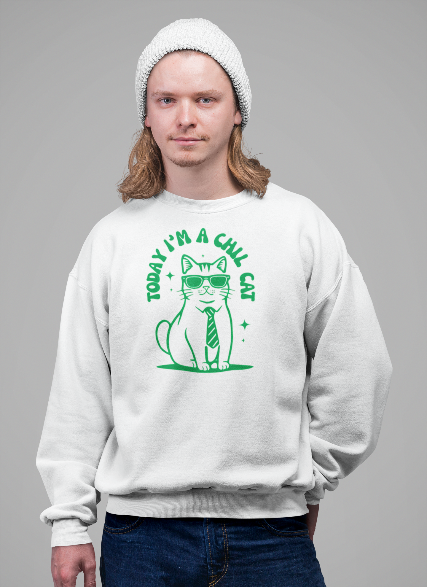 Effortless Cool Chill Cat Crewneck