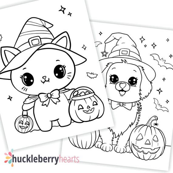 Halloween Coloring Pages, Kids Halloween Coloring Book, Cute Halloween Coloring Page, Printable, Commercial Use