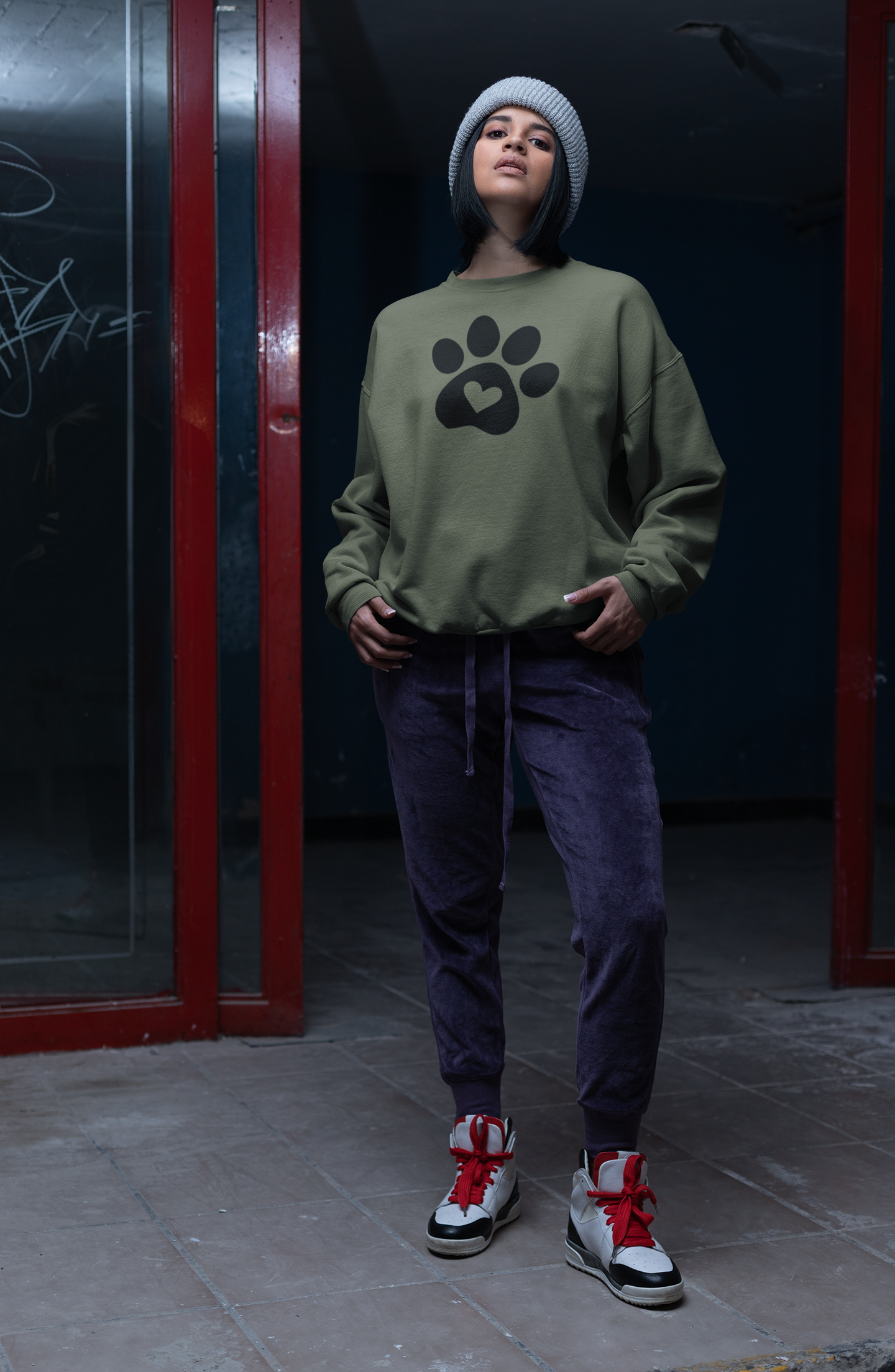 Urban Paw-Heart Crewneck