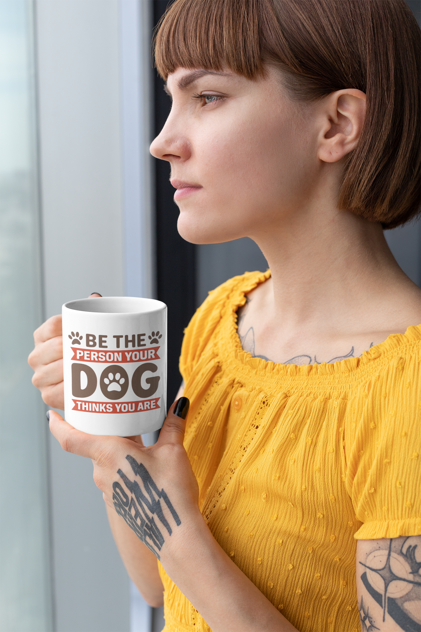 Bright Ribbon Typography Dog Mug
