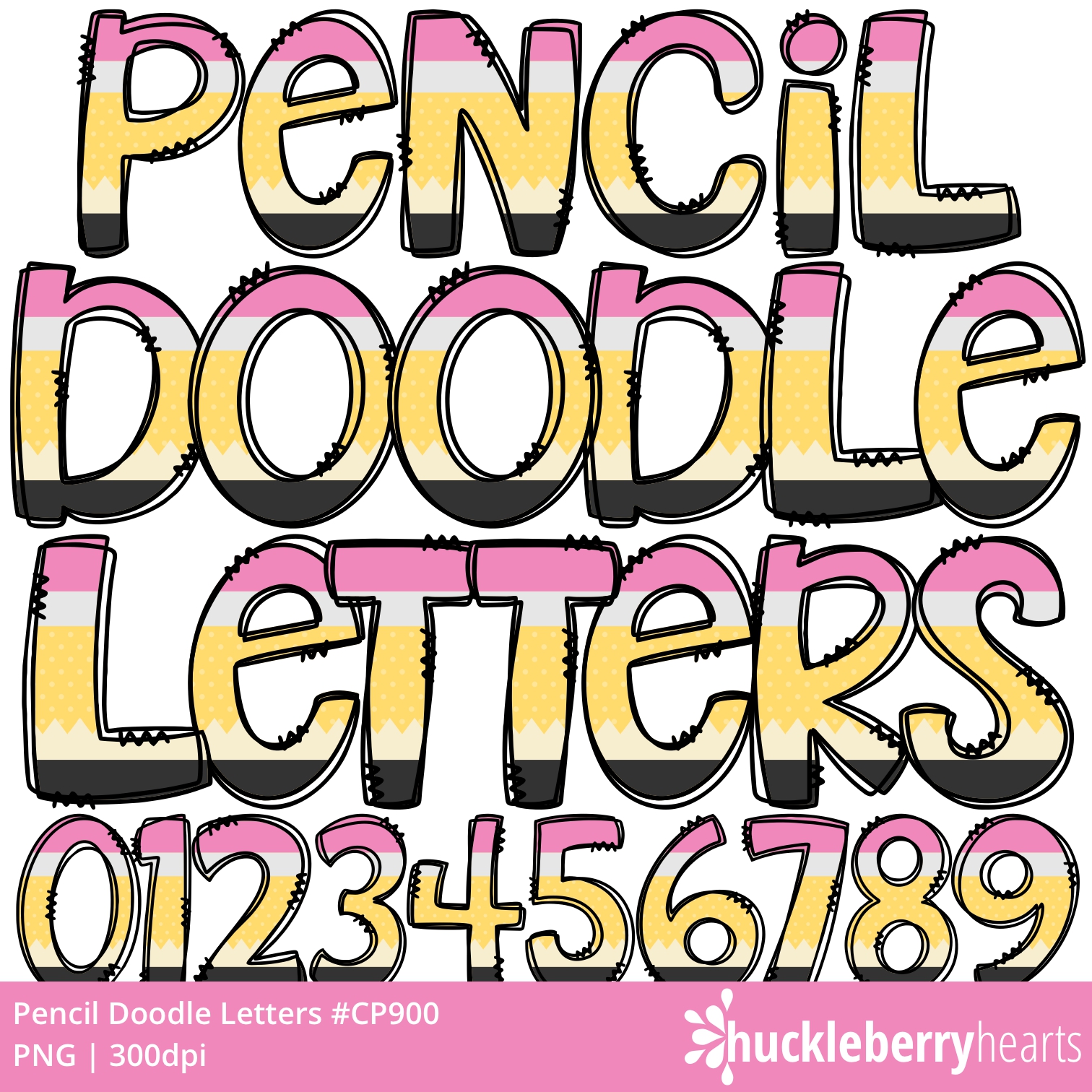 Pencil Doodle Letters PNG | Cute School Alphabet Clipart