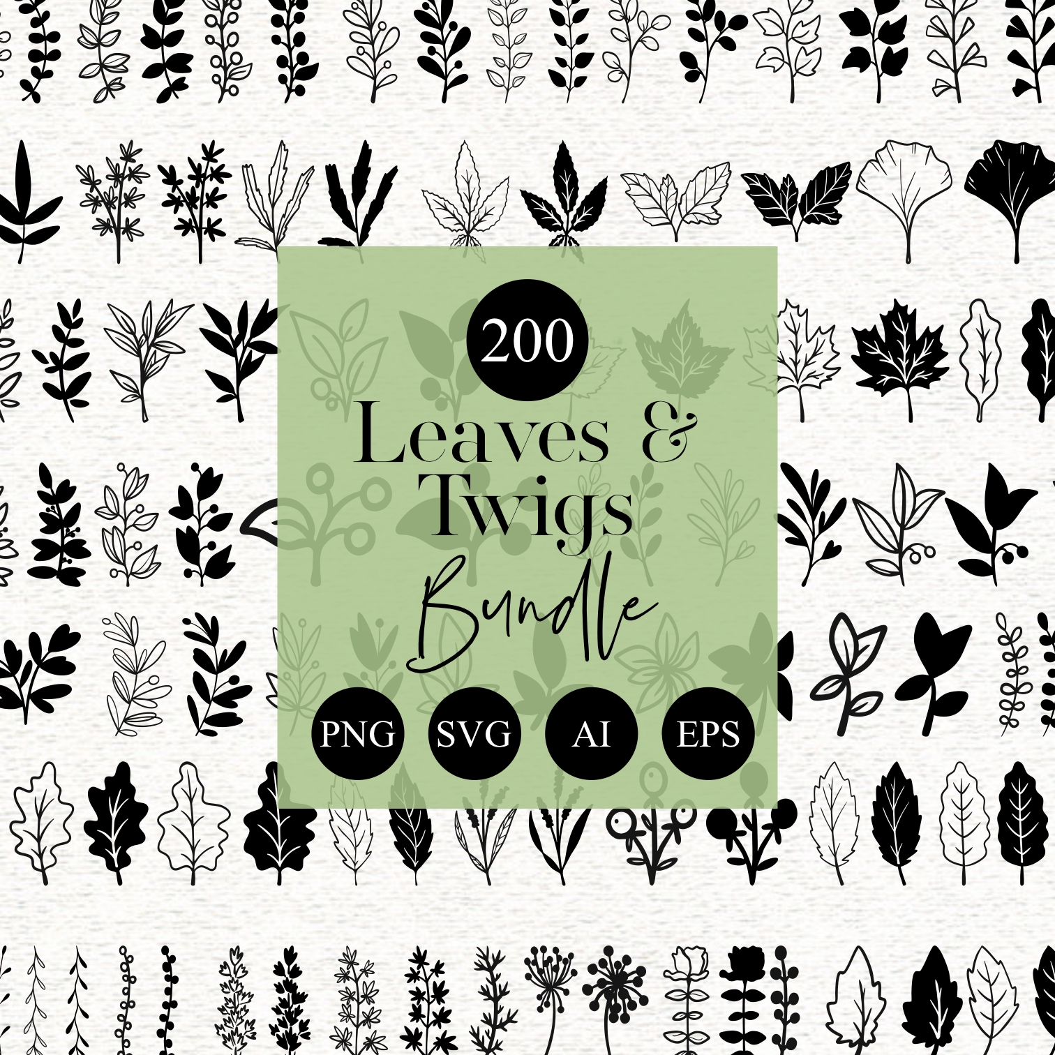 200 Leaves and Twigs SVG Bundle | Leaf PNG Clipart Set