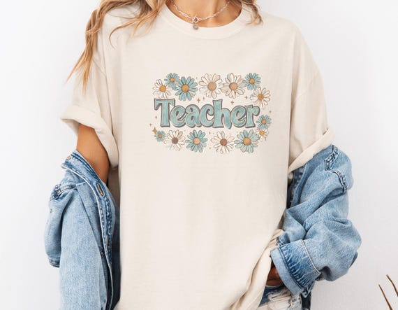 Teacher T-Shirt, Vintage Floral, Unisex Tee, Teacher shirt, Back to School, Gift for Teachers, Cottagecore Vibe, Comfort Colors
