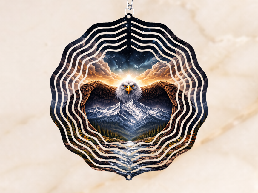 Wildlife Wind Spinner Sublimation Design PNG | Digital Door Hanger Art