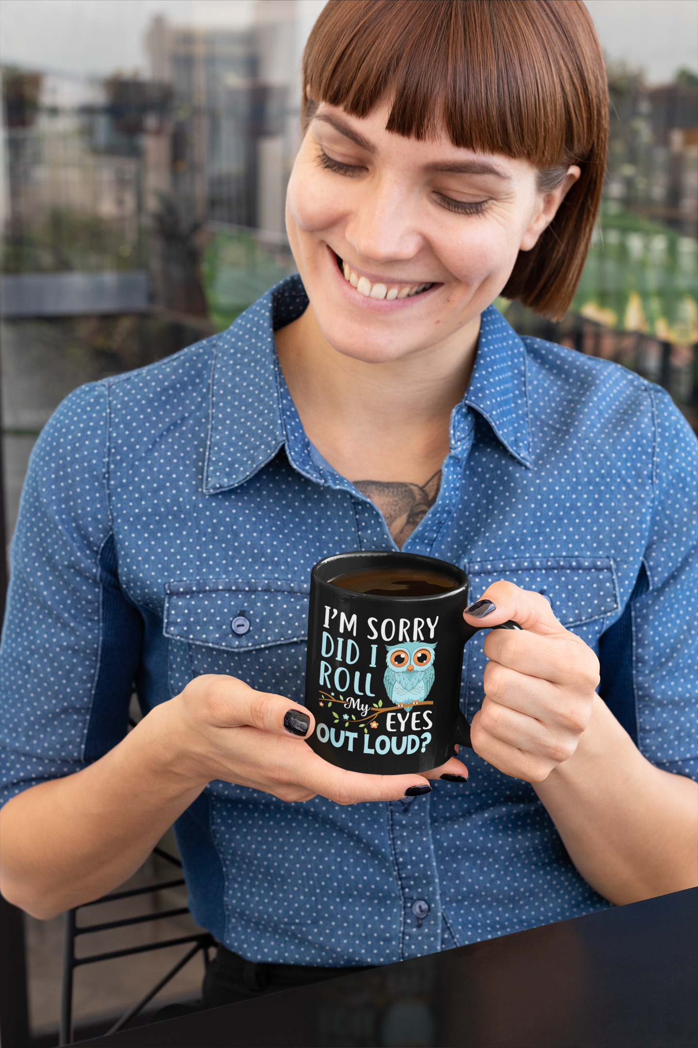 Playful Black Owl Mug