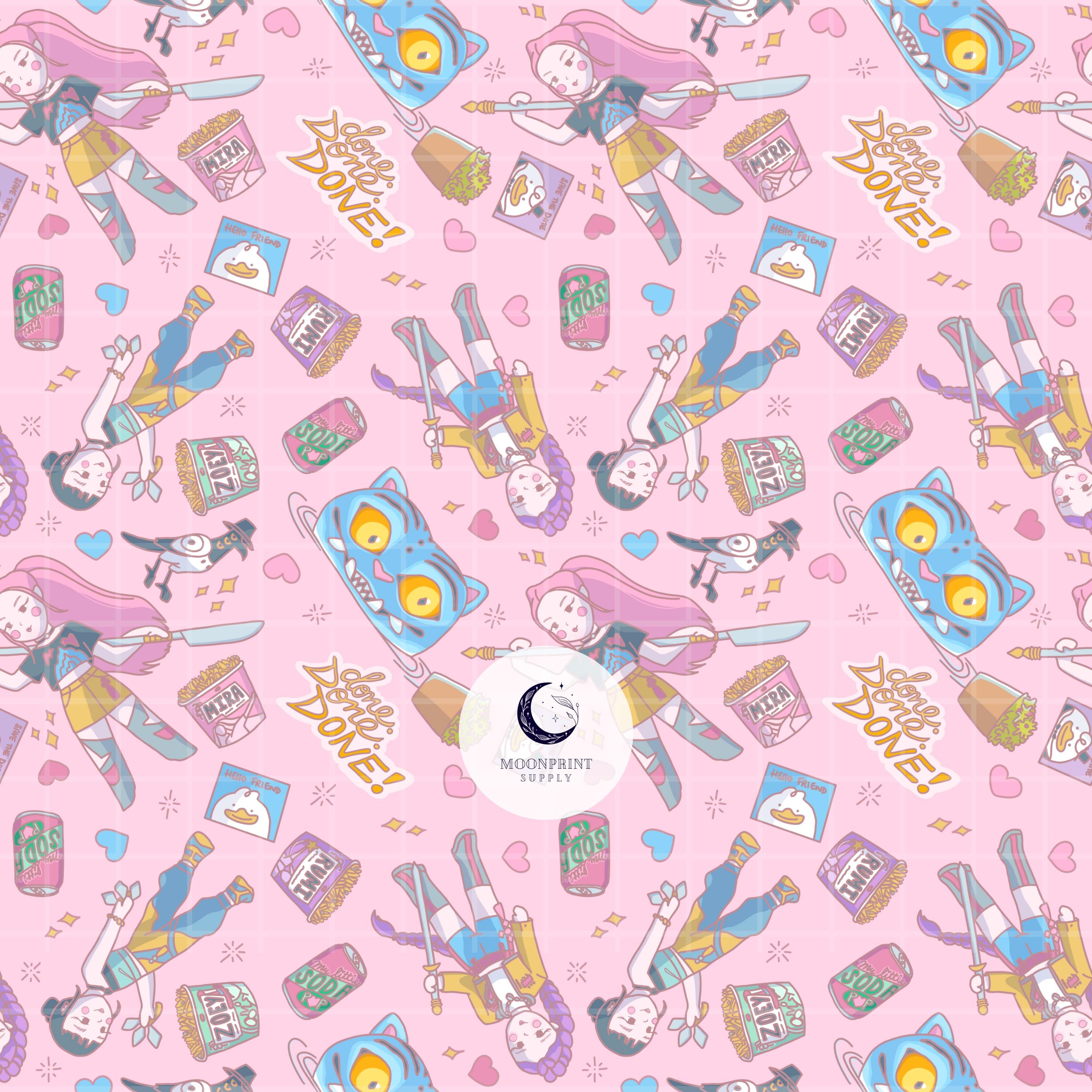 Kpop Demon Hunters Seamless Pattern Digital Download with Rumi Mira Zoey Derpy Sussie