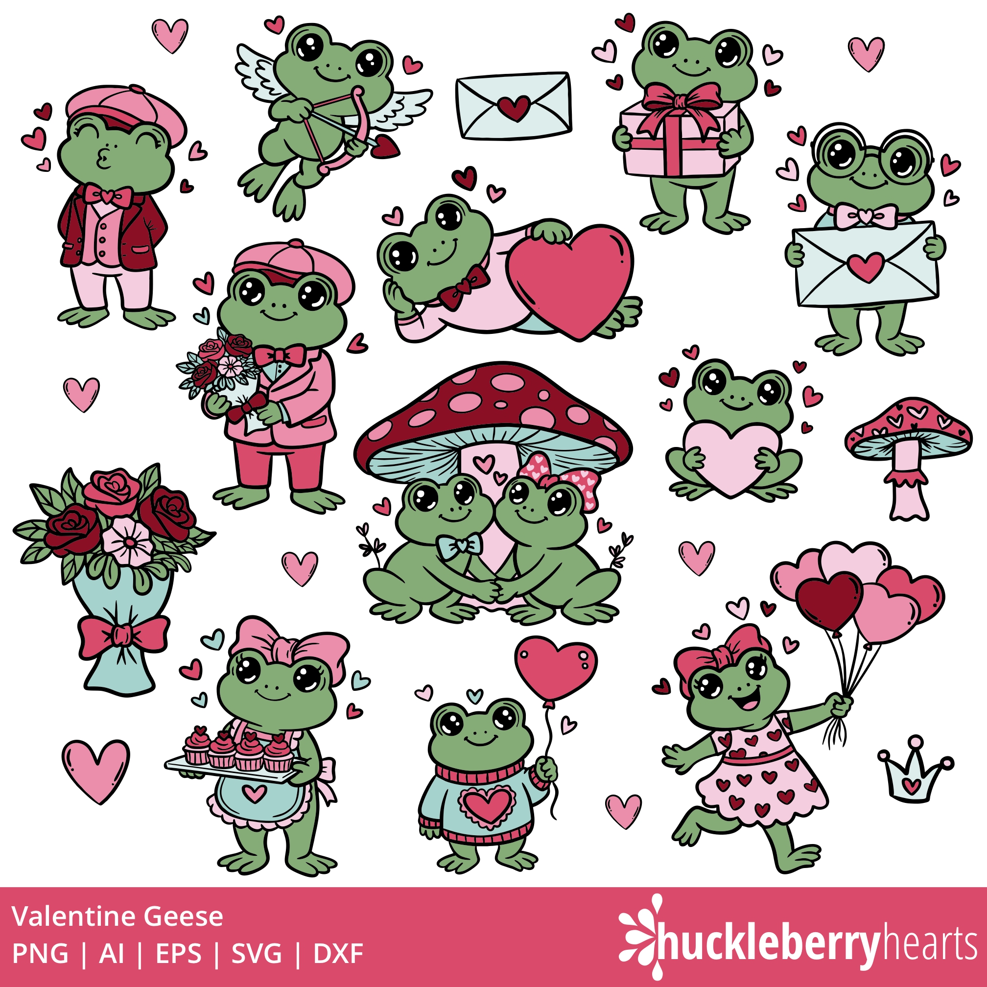 Valentine Frogs | Frog Clipart | Frog SVG | Commercial Use