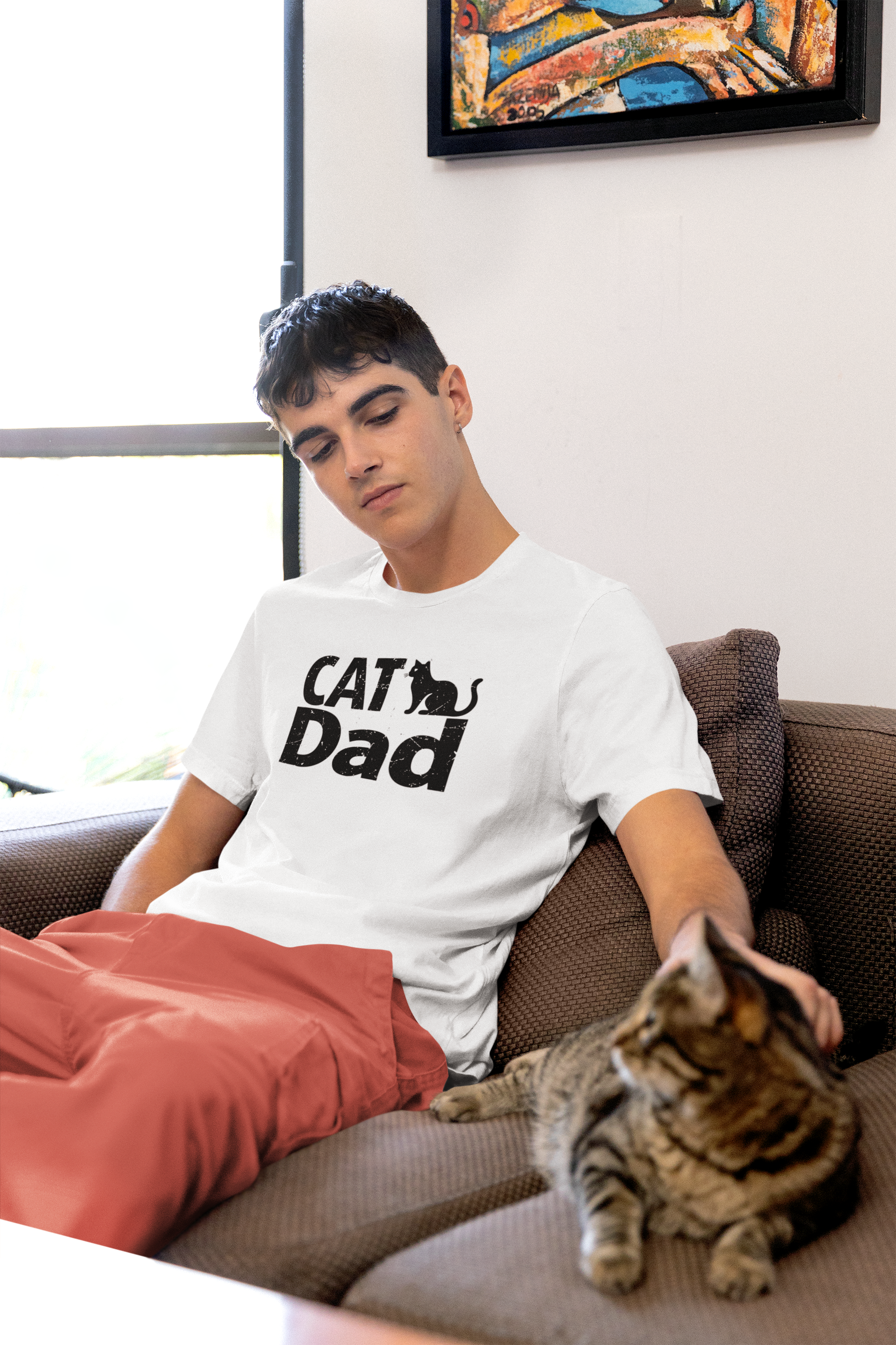Playful Graphic Cat Dad Top