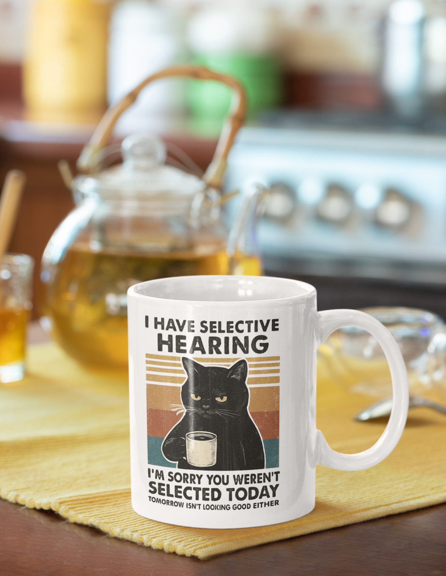 Daring Deadpan Kitty Mug
