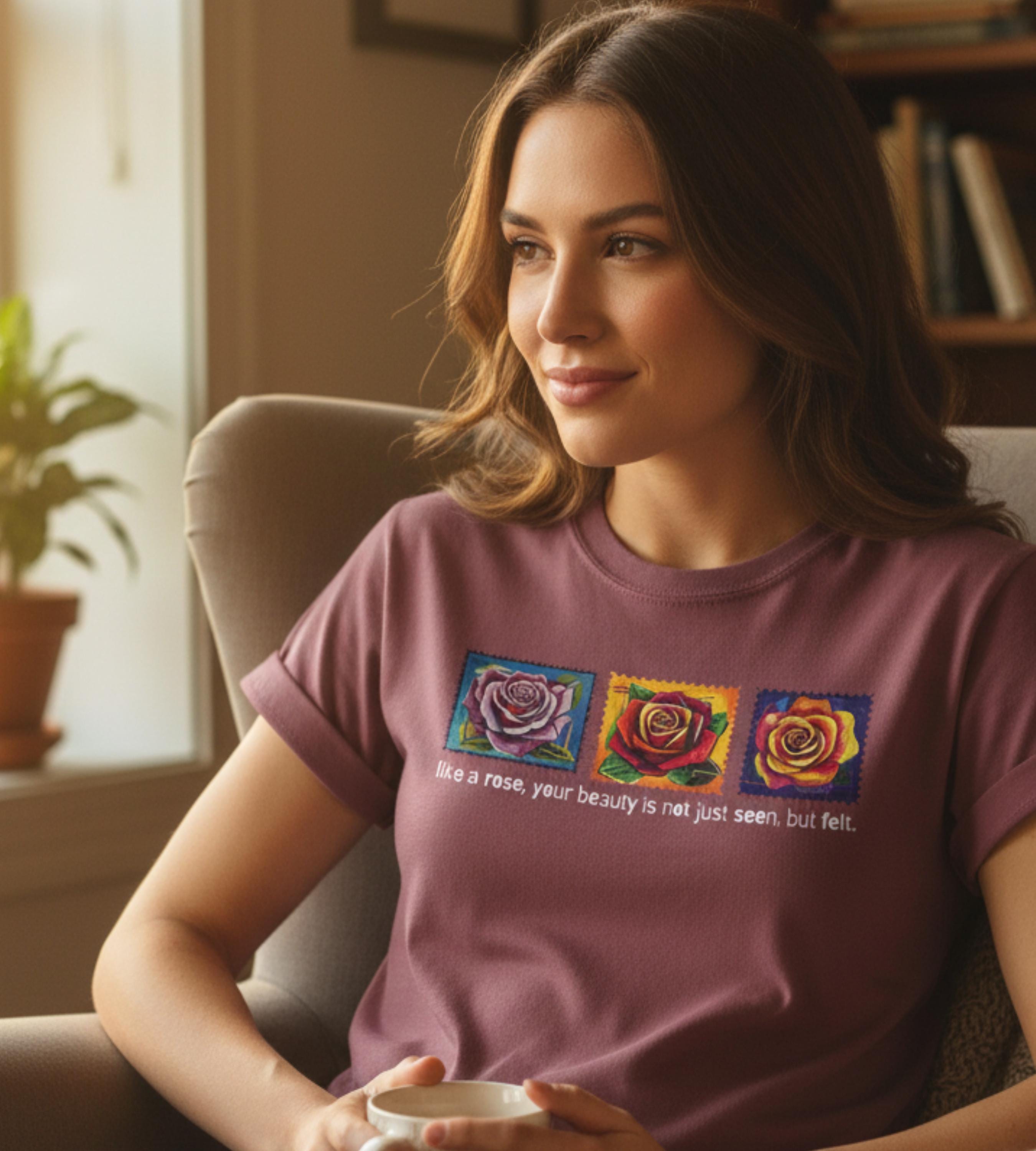 Romantic Rose Cotton T-Shirt