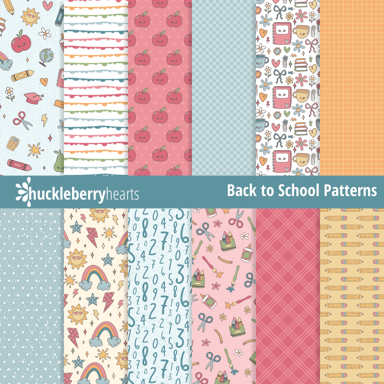 Retro Back to School Seamless Patterns | Classroom Digital Paper Set
