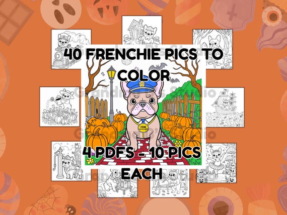 Halloween Coloring Pages-French Bulldog Coloring Fun-Printable Halloween-Pages for Stress Relief-Creative Dog Art for Adults and Children